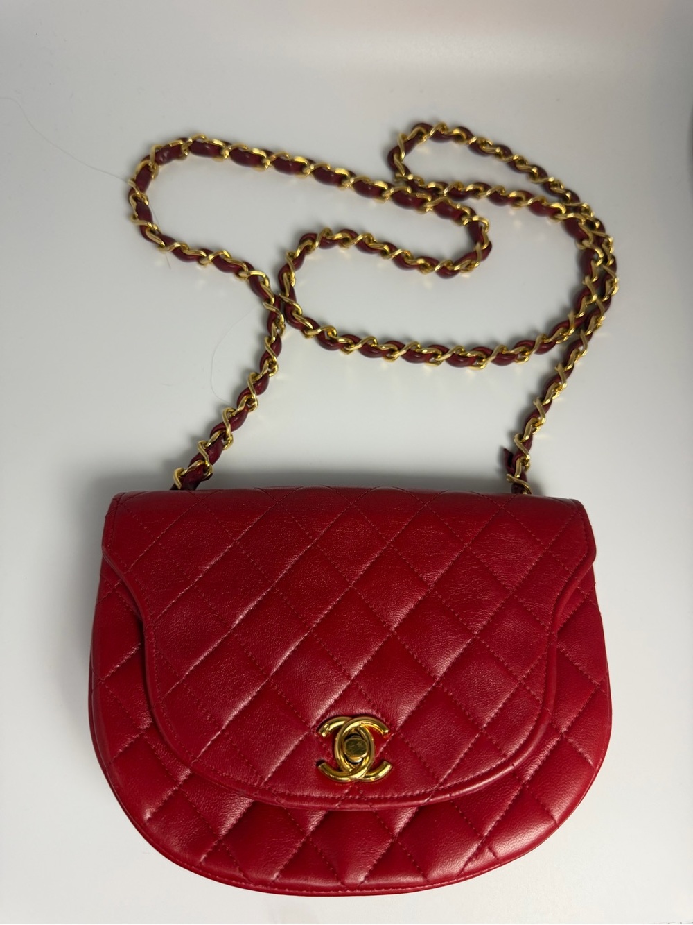 Auth Chanel Half Moon Handbag